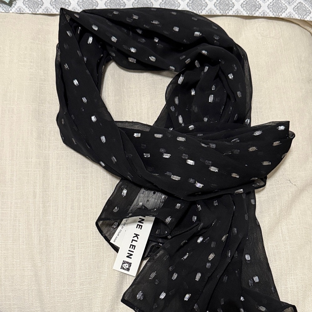 Anne Klein Black and Silver Women's Scarf